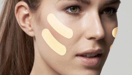 Beauty, thinking and face of woman in studio for skincare, facia