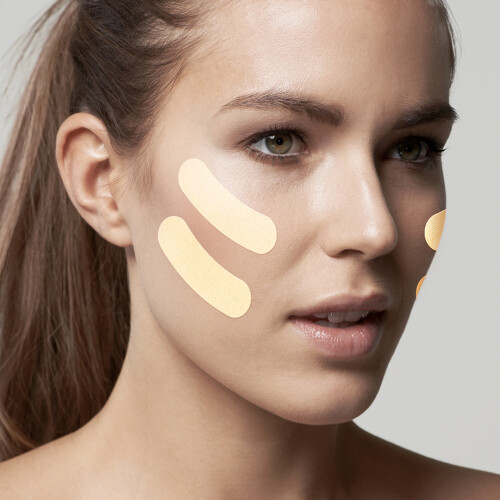 Beauty, thinking and face of woman in studio for skincare, facia